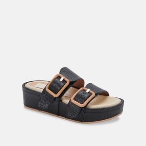 Dolce Vita black raffia Coryn sandal